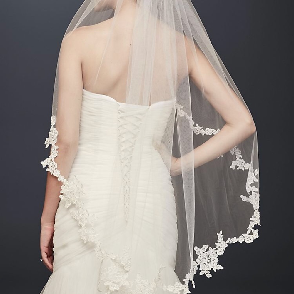 NWT David’s Bridal Corded Lace Fingertip Veil